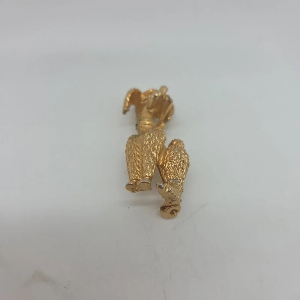 Vintage Poodle Dog Brooch Pin Gold Tone